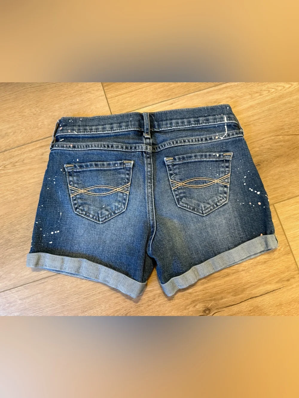 abercrombie kids Blue Denim Boyfriend Jeans with Pink Paint Splatter